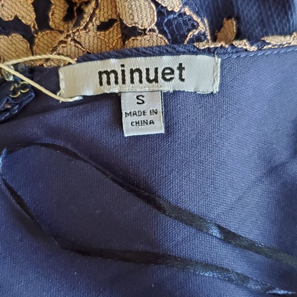 Minuet Fitted Bodycon Dress Women's S Blue V Neck Spaghetti Strap Lined Zipper - Picture 11 of 15